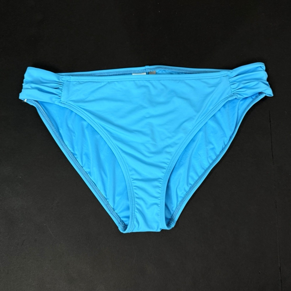 La Blanca Hipster Bikini Swimsuit Bottom Women XL 16 Blue Island Goddess Shirred